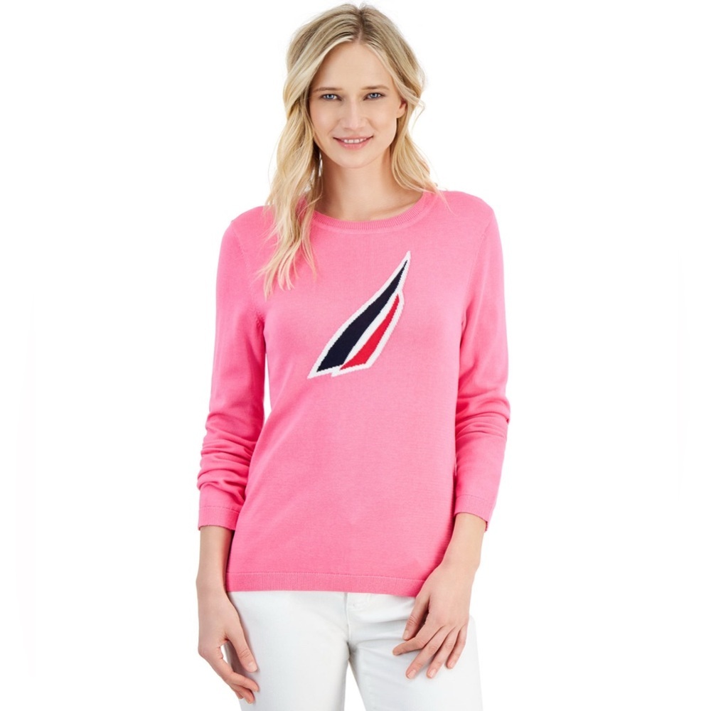 Nautica Women’s Crewneck Pullover Sweater,‎ Pink, Size Medium, NWT